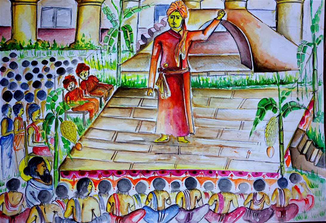Swami Vivekananda Sketch or Vector Illustration. Creative Banner Monk Stock  Illustration - Illustration of vector, monk: 164417093